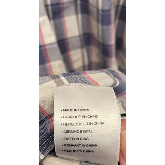 Synrgy Button Up Shirt Mens 4XLT Short Sleeve Blue Pink Plaid - Picture 7 of 10